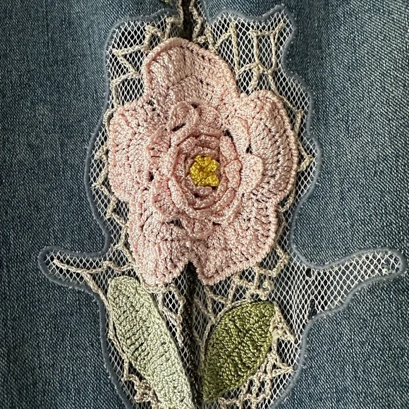 🌸 Lara Erica Embroidered Floral Wide Leg Jeans Size 6 Boho Statement - Picture 4 of 12